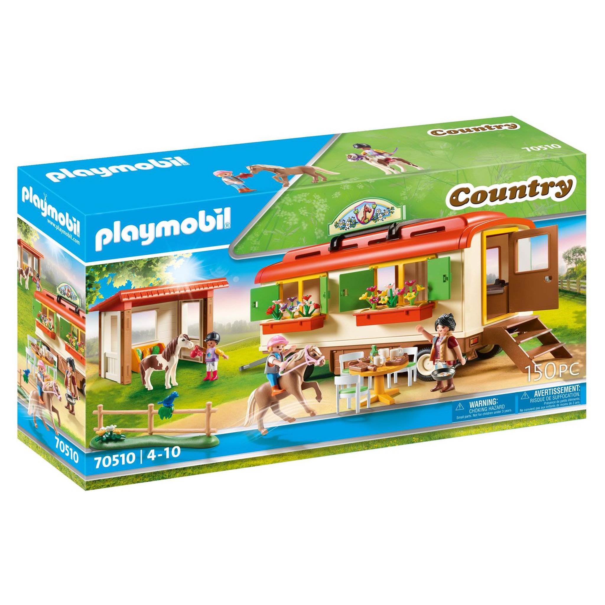 PLAYMOBIL 70510 - Country Box de poney et roulotte 
