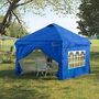 Voir la diapositive 2 : OUTSUNNY Tonnelle barnum pliant pop-up 3L x 3l x 2,84H m 4 parois latérales amovibles 2 fenêtres + sac de transport métal Oxford bleu