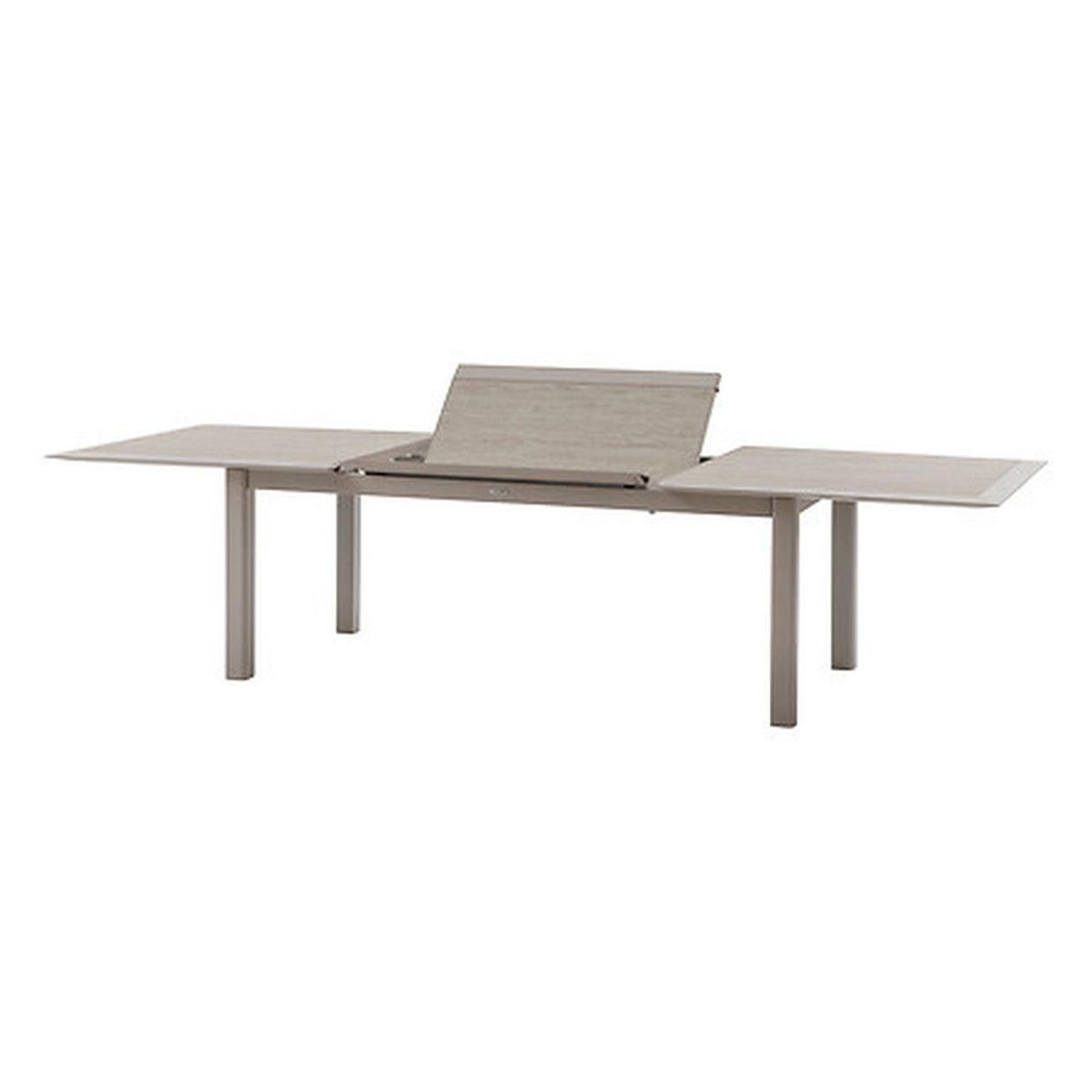 HESPERIDE Table de jardin extensible en aluminium effet bois 12 places ALLURE - Grège et avoine