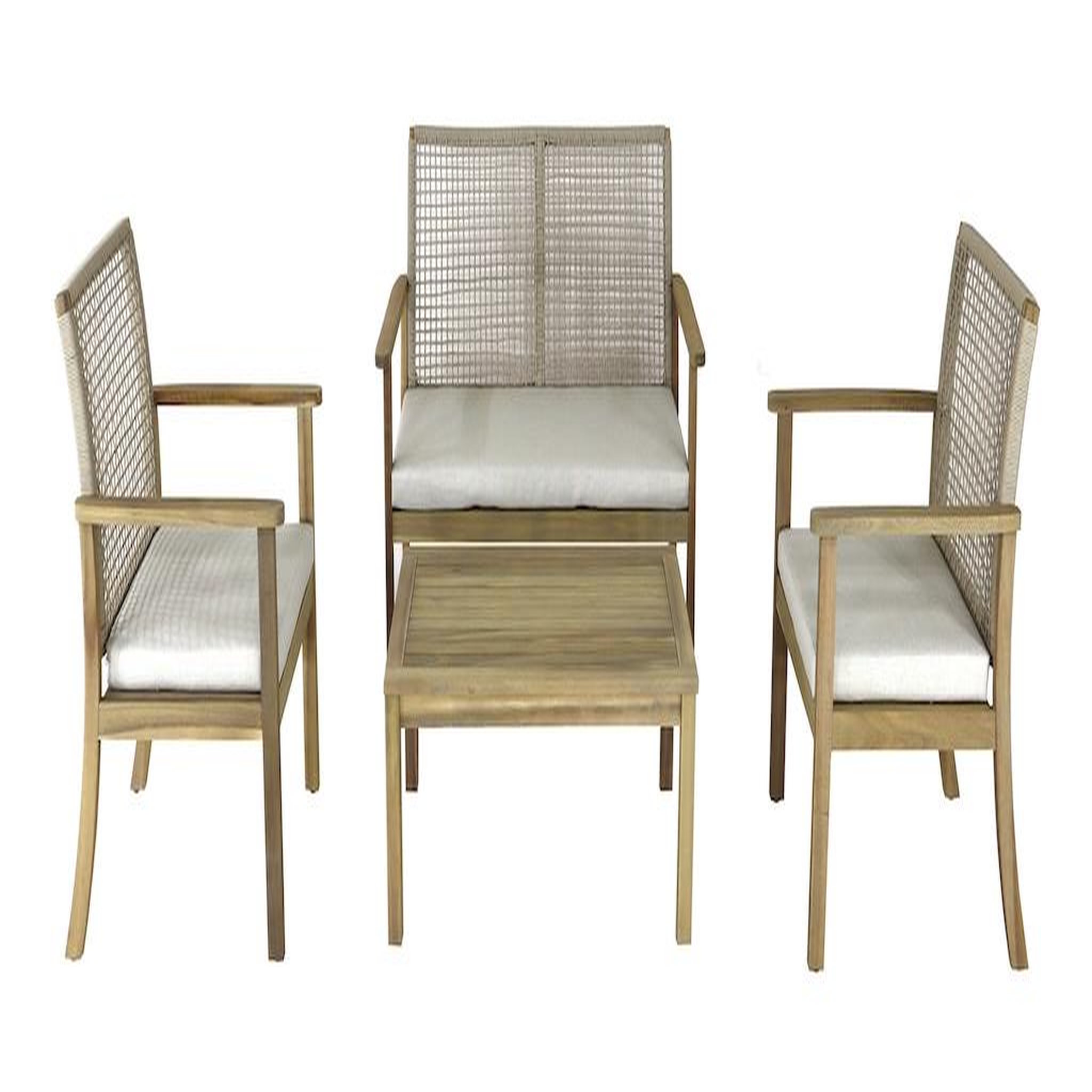 Proloisirs Salon bas - SEVILLE - Acacia FSC 100% - 4 pièces - 2 fauteuils + canapé + table basse