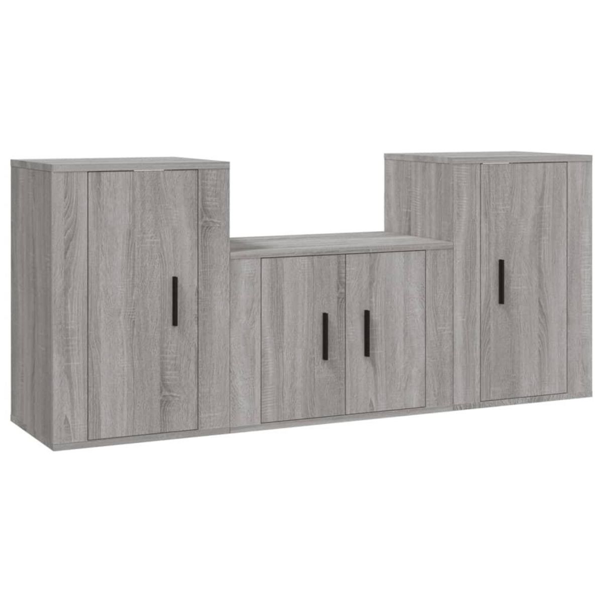 VIDAXL Ensemble de meubles TV 3 pcs Sonoma gris Bois d'ingenierie