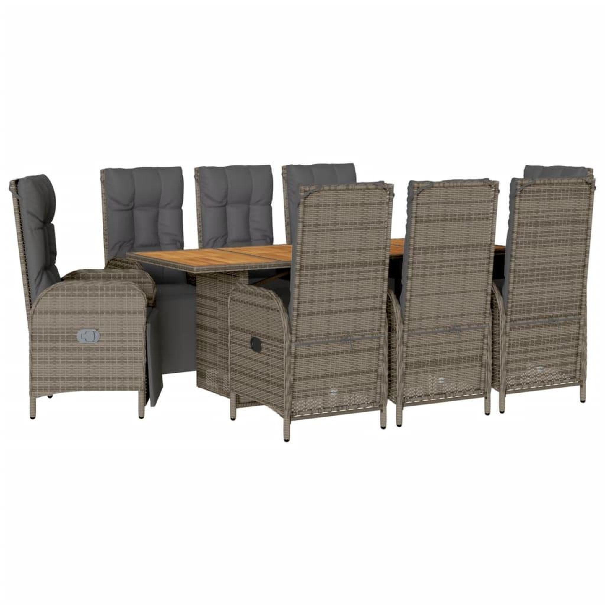 Voir la diapositive 2 : VIDAXL Ensemble a manger de jardin 9 pcs coussins gris resine tressee