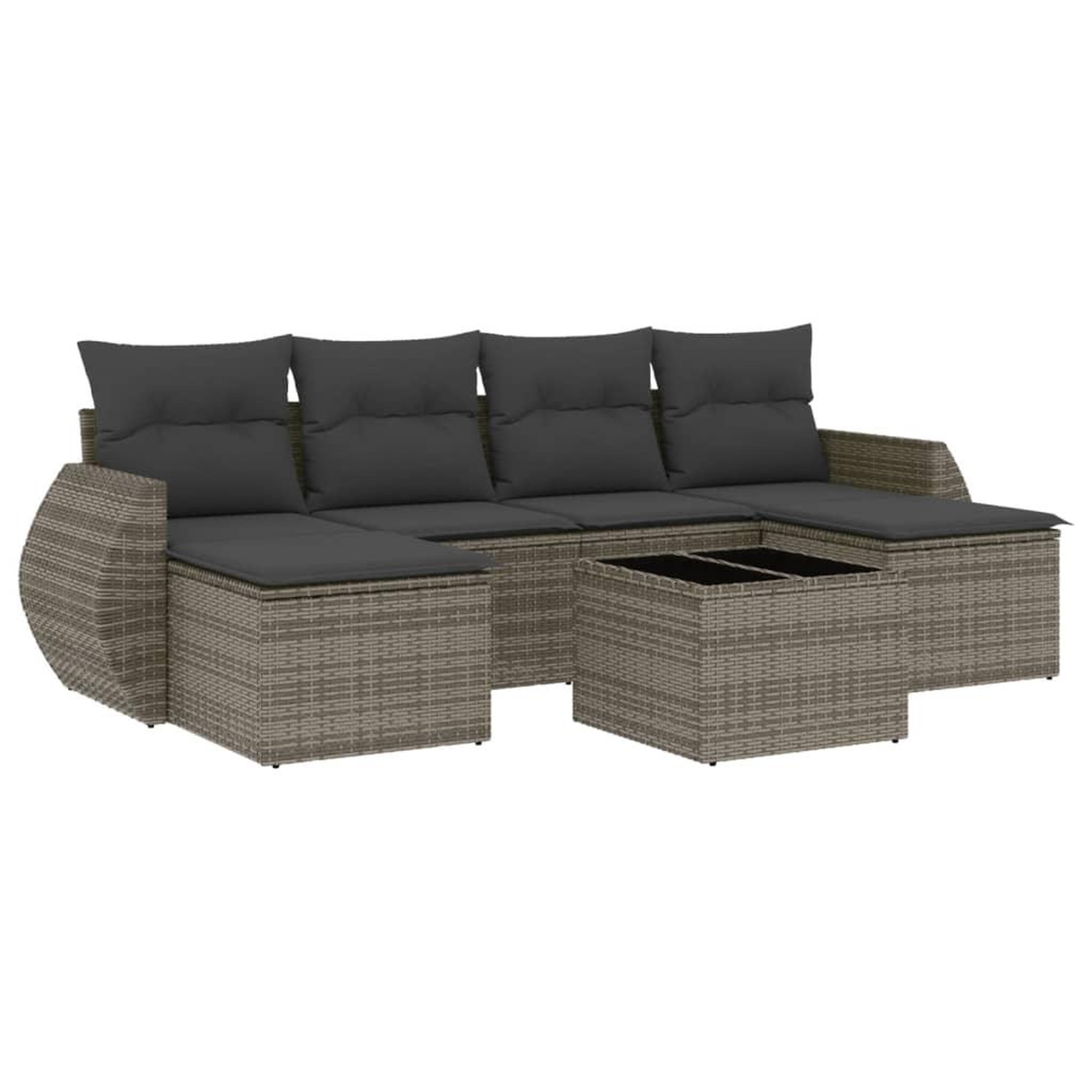 Voir la diapositive 2 : VIDAXL Salon de jardin avec coussins 7 pcs gris resine tressee