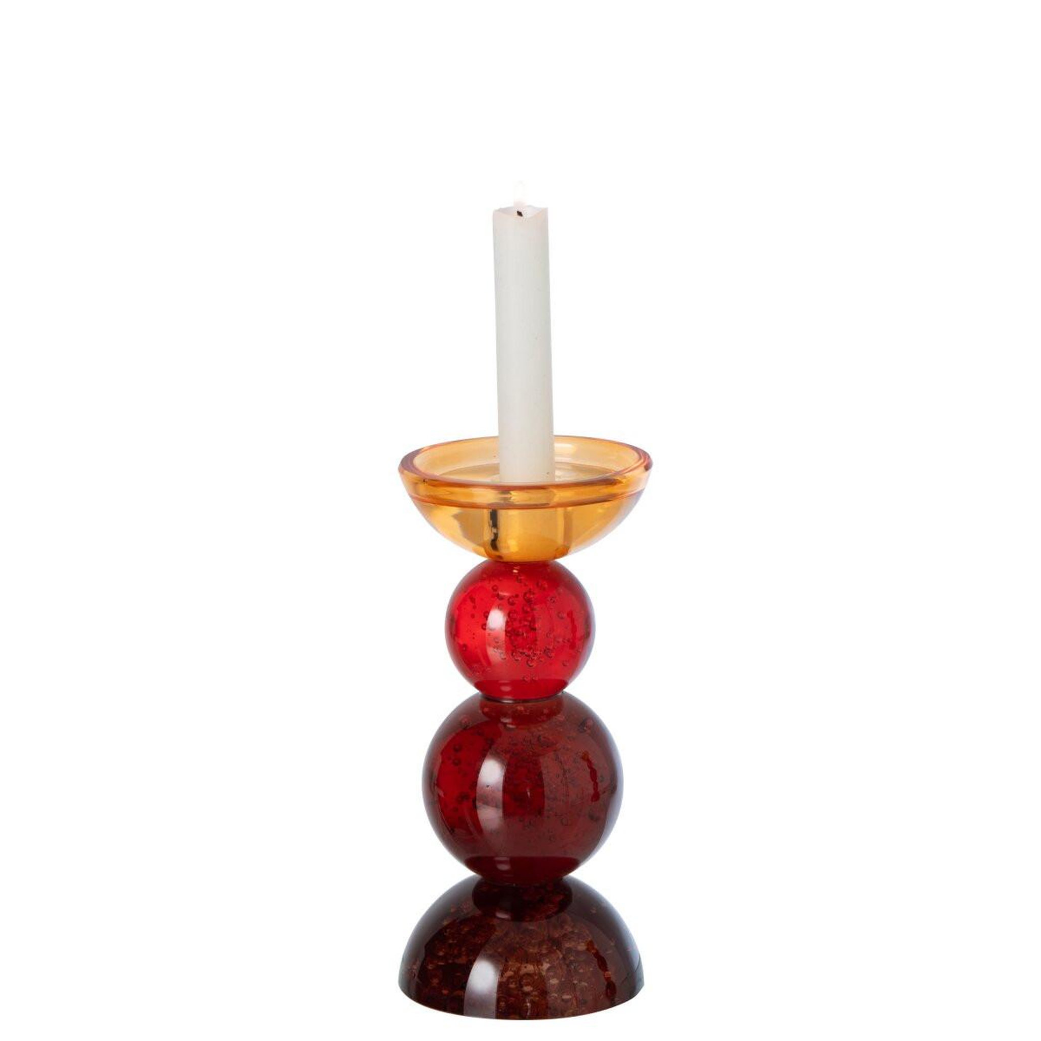 Voir la diapositive 2 : J-LINE Bougeoir boules en verre  ilias  21cm multicolore