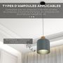 Voir la diapositive 6 : HOMCOM Lustre suspension design scandinave hauteur ajustable Ø 28,5 cm douille E27 gris aspect bois