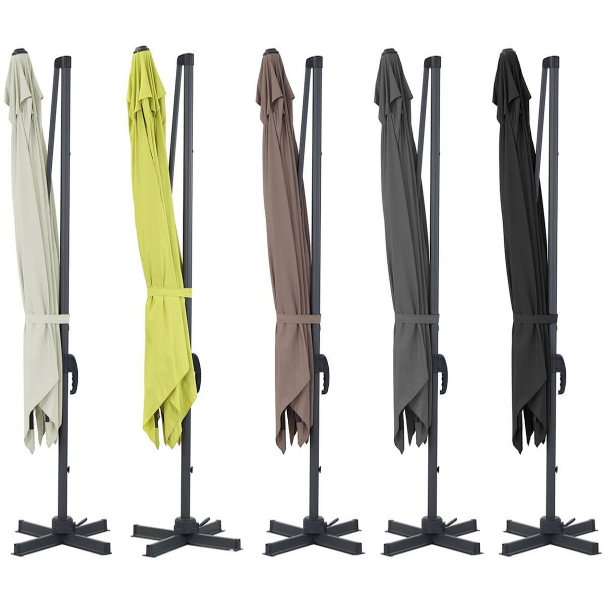 Habitat et Jardin Parasol jardin déporté Alu  Sun 3  - Carré - 3 x 3 m - Noir - Dalles incluses