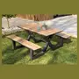 Table de jardin rectangulaire - 4/6 places - Aluminium et plateau effet bois - Anthracite - VANCOUVER