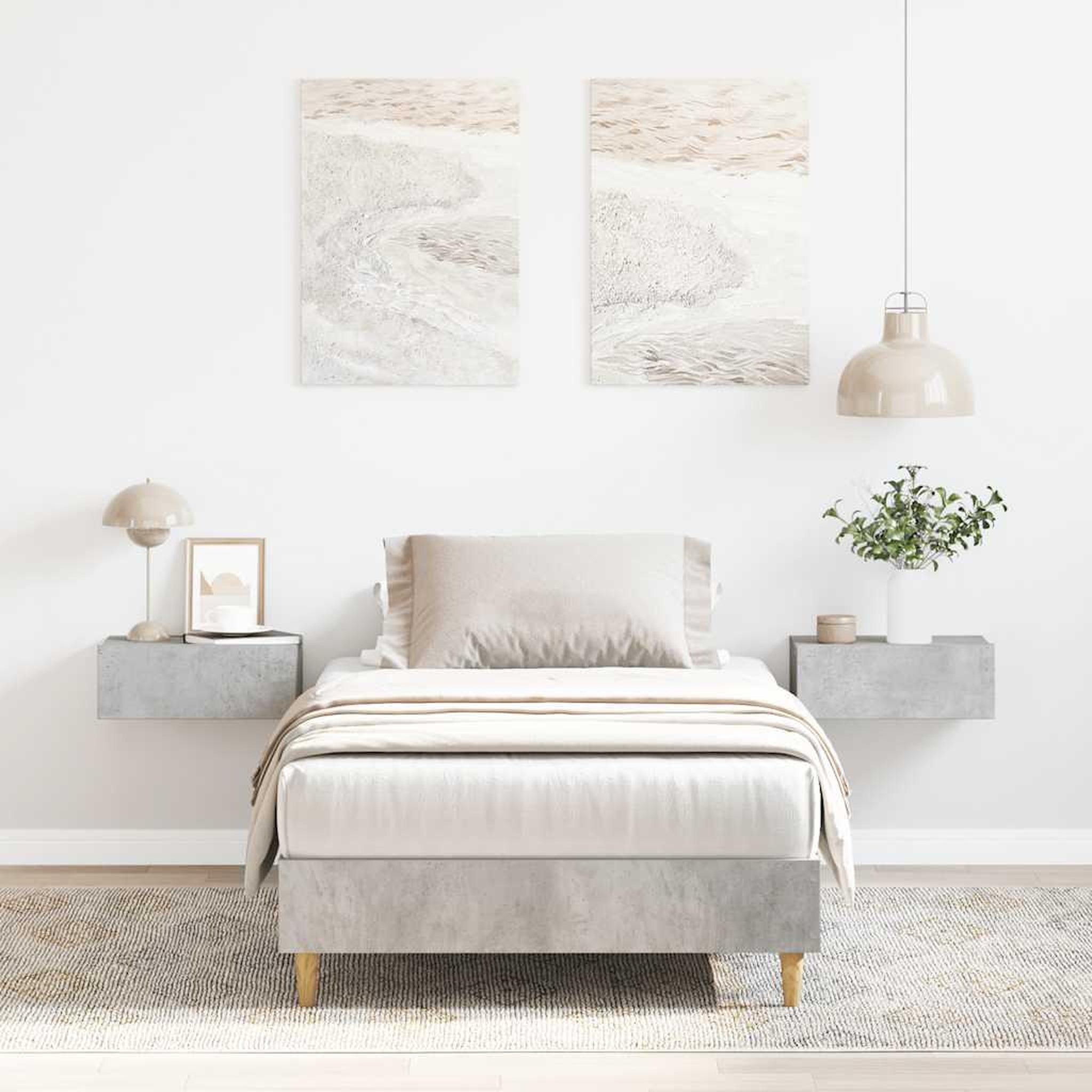 VIDAXL Cadre de lit sans matelas gris beton 75x190cm bois d'ingenierie