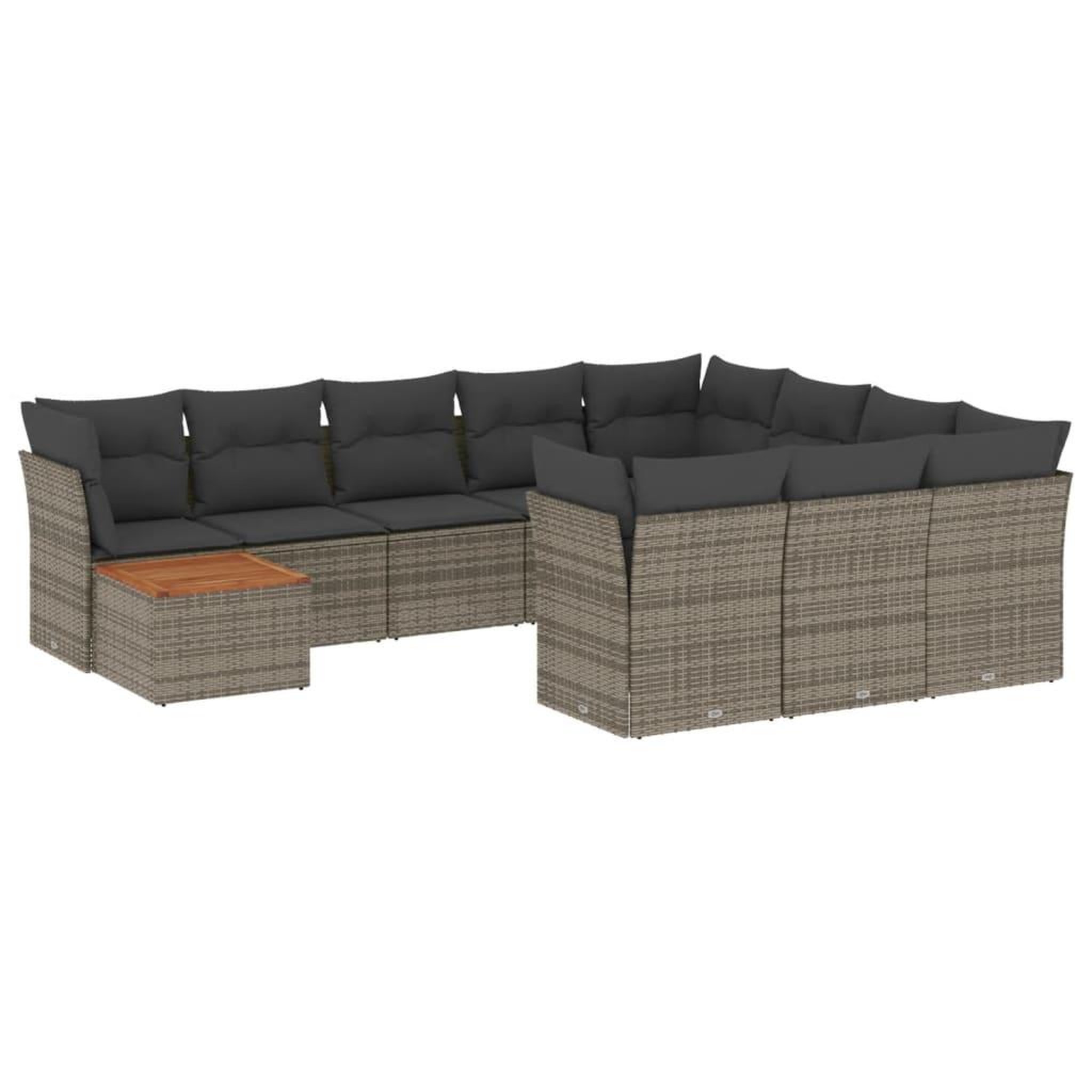 Voir la diapositive 2 : VIDAXL Salon de jardin 11 pcs avec coussins gris resine tressee