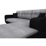 Canapé d'angle droit convertible CLELIA, 4 places, tissu microfibre gris PU blanc ou noir