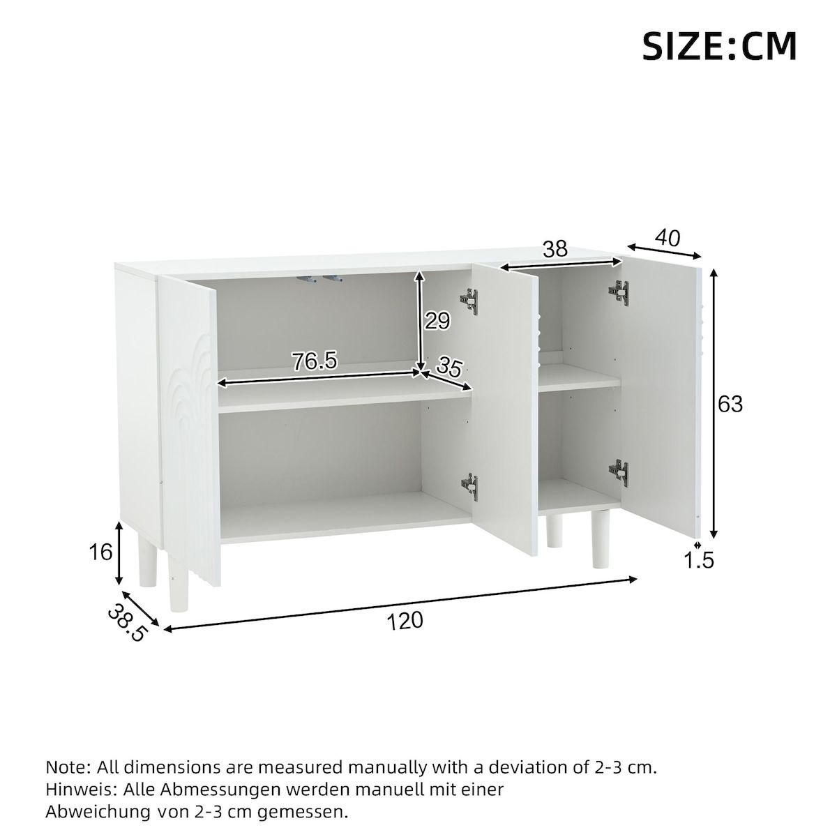 MERAX Buffet 3 porte(s) 0 tiroir(s) - 120 cm blanc mdf