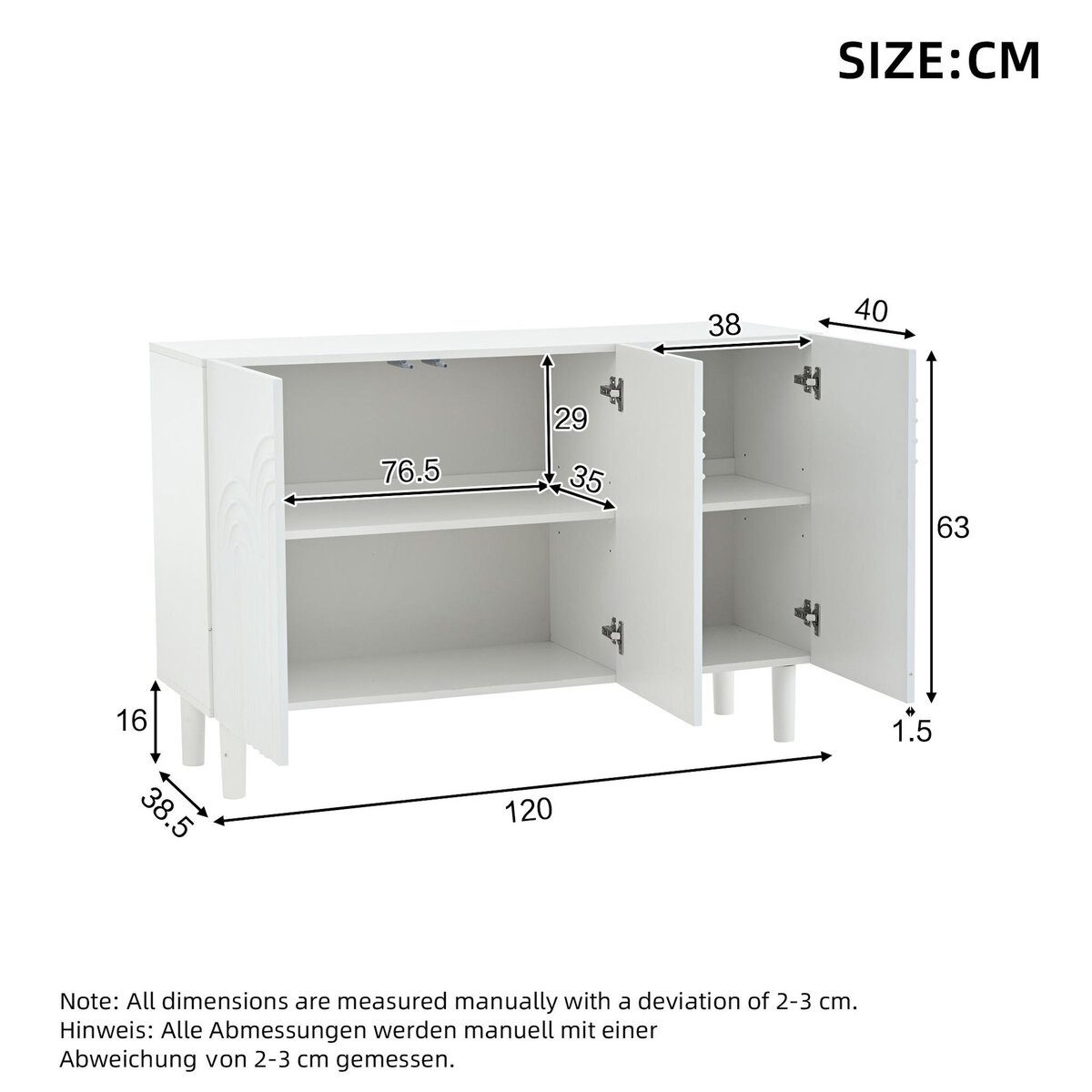 MERAX Buffet 3 porte(s) 0 tiroir(s) - 120 cm blanc mdf