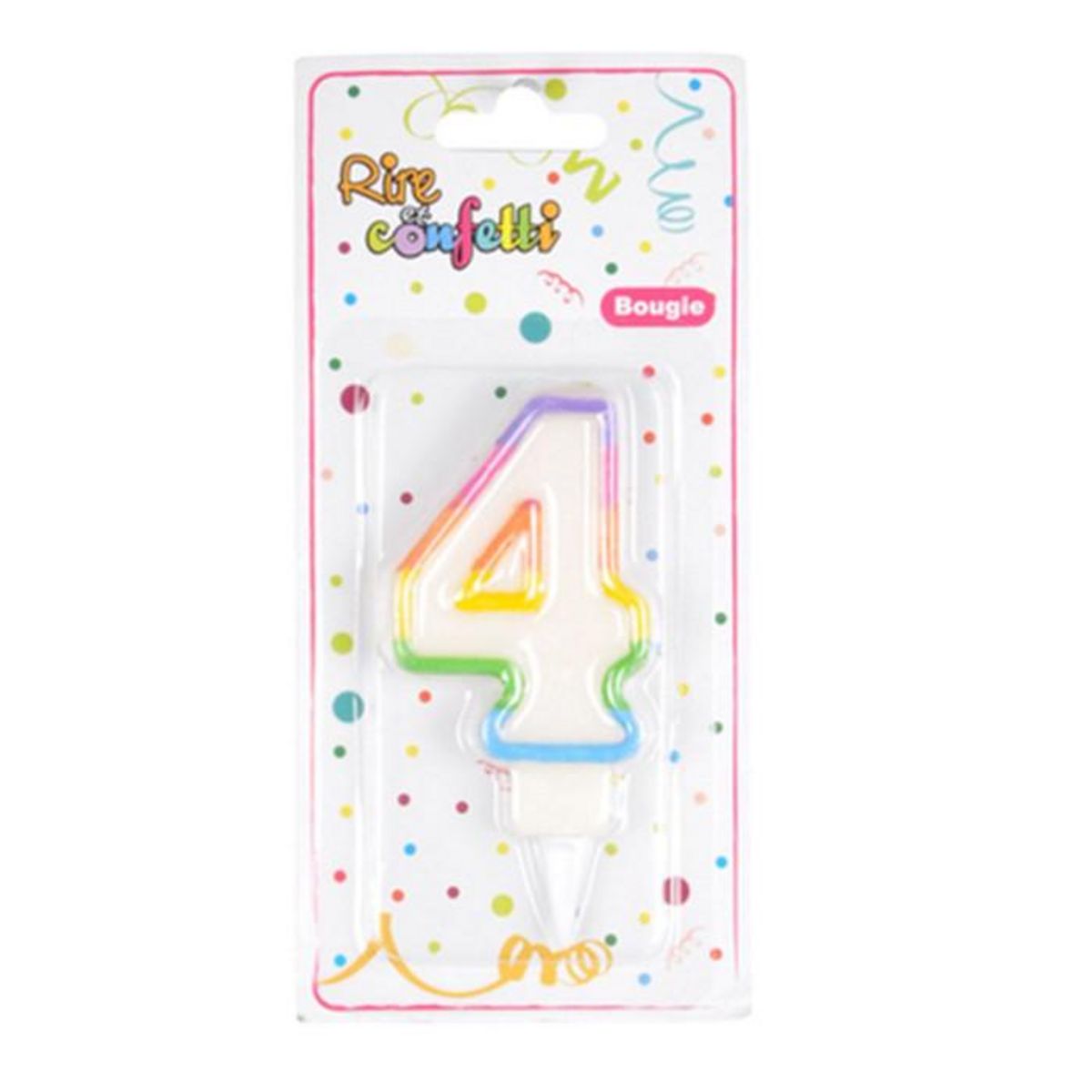 Paris Prix Bougie d'Anniversaire  Chiffre 4  7cm Multicolore