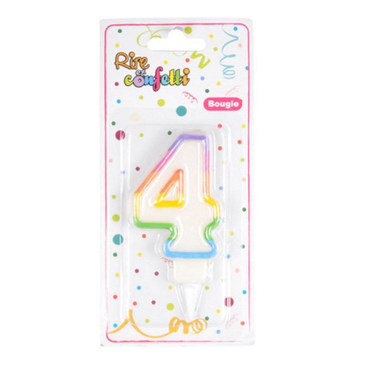 Paris Prix Bougie d'Anniversaire  Chiffre 4  7cm Multicolore