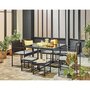 Voir la diapositive 1 : BEST MOBILIER Olaria – ensemble table et chaises de jardin en acier noir - 8 places - coussins gris