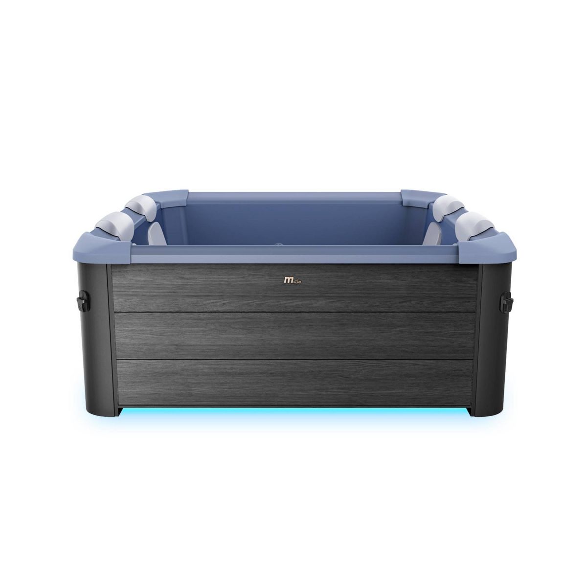 MSpa Spa rigide 6 places hydromassages. 4 coussins + bâche incluse. OSLO SAPPHIRE. L 160 x P 160 x H 65 cm. gris et bleu sapphire