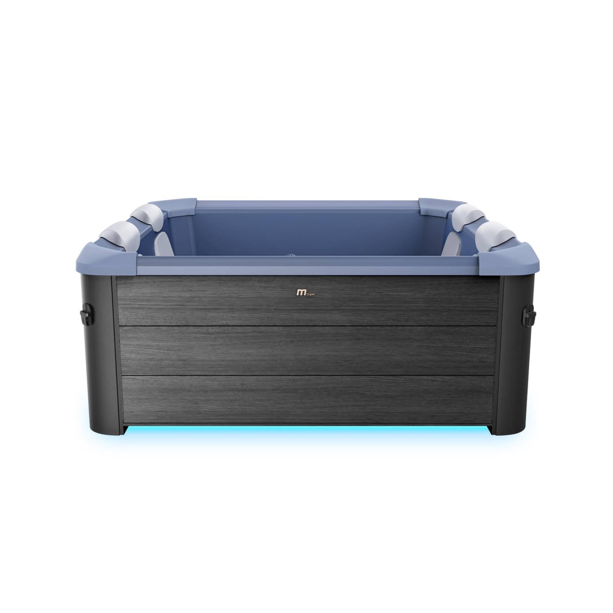 MSpa Spa rigide 6 places hydromassages. 4 coussins + bâche incluse. OSLO SAPPHIRE. L 160 x P 160 x H 65 cm. gris et bleu sapphire