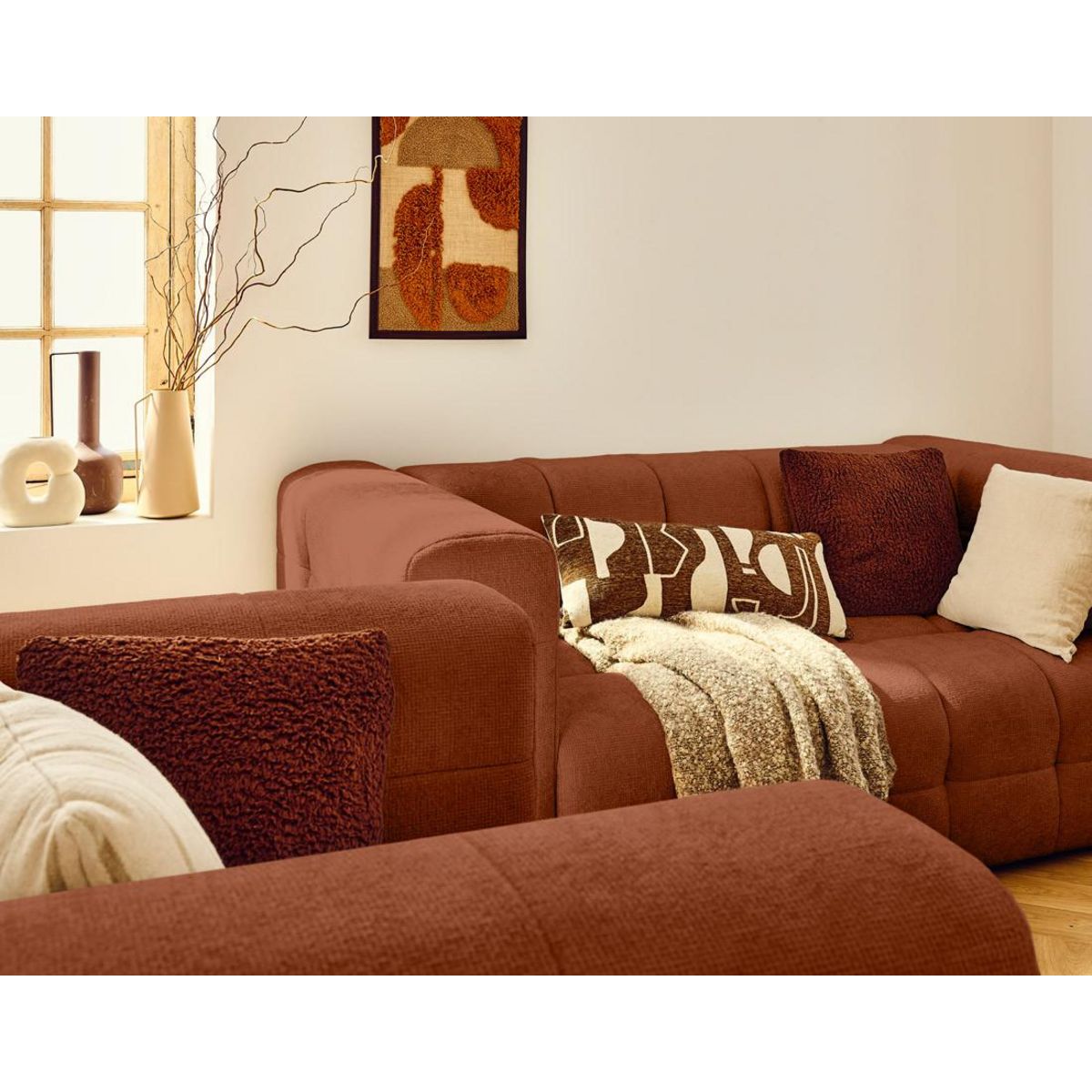 LISA DESIGN Suzano - canapé droit 2 places en tissu texturé