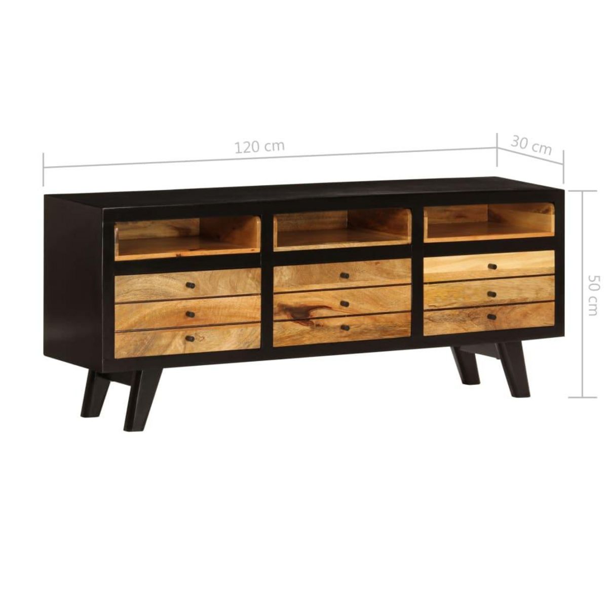 VIDAXL Meuble TV Bois de manguier massif 120x30x50 cm