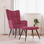 Voir la diapositive 1 : VIDAXL Chaise de relaxation avec tabouret Rouge bordeaux Velours