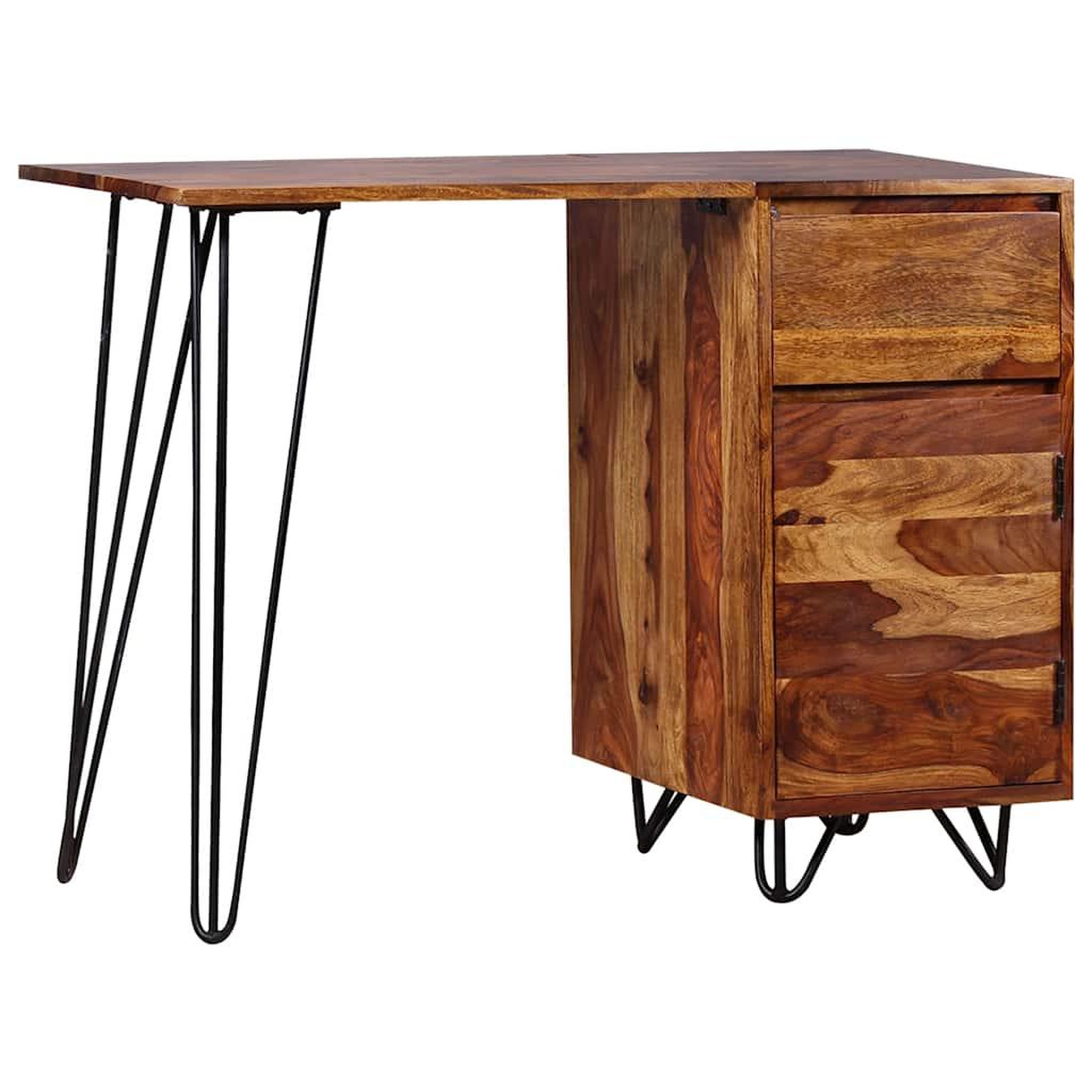 VIDAXL Bureau avec 1 tiroir et 1 armoire Bois massif