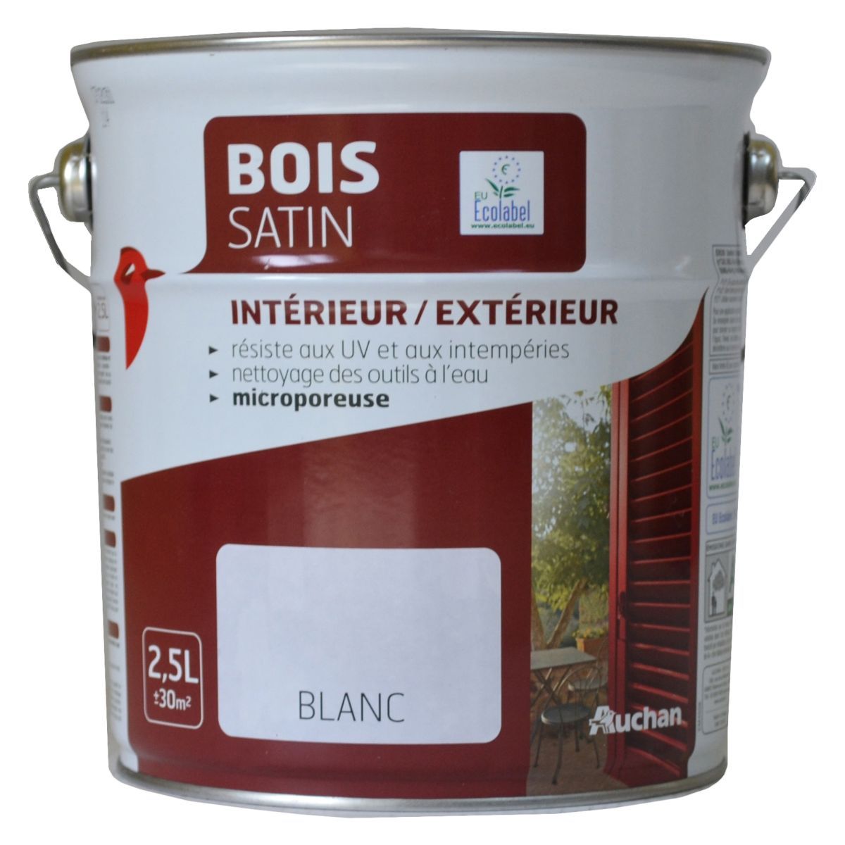 AUCHAN Peinture bois satin acrylique Blanc