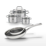 ELO Lot de 2 Poêles 24/28 cm et 3 Faitouts 12/14/20 cm Elo Relief Evolution