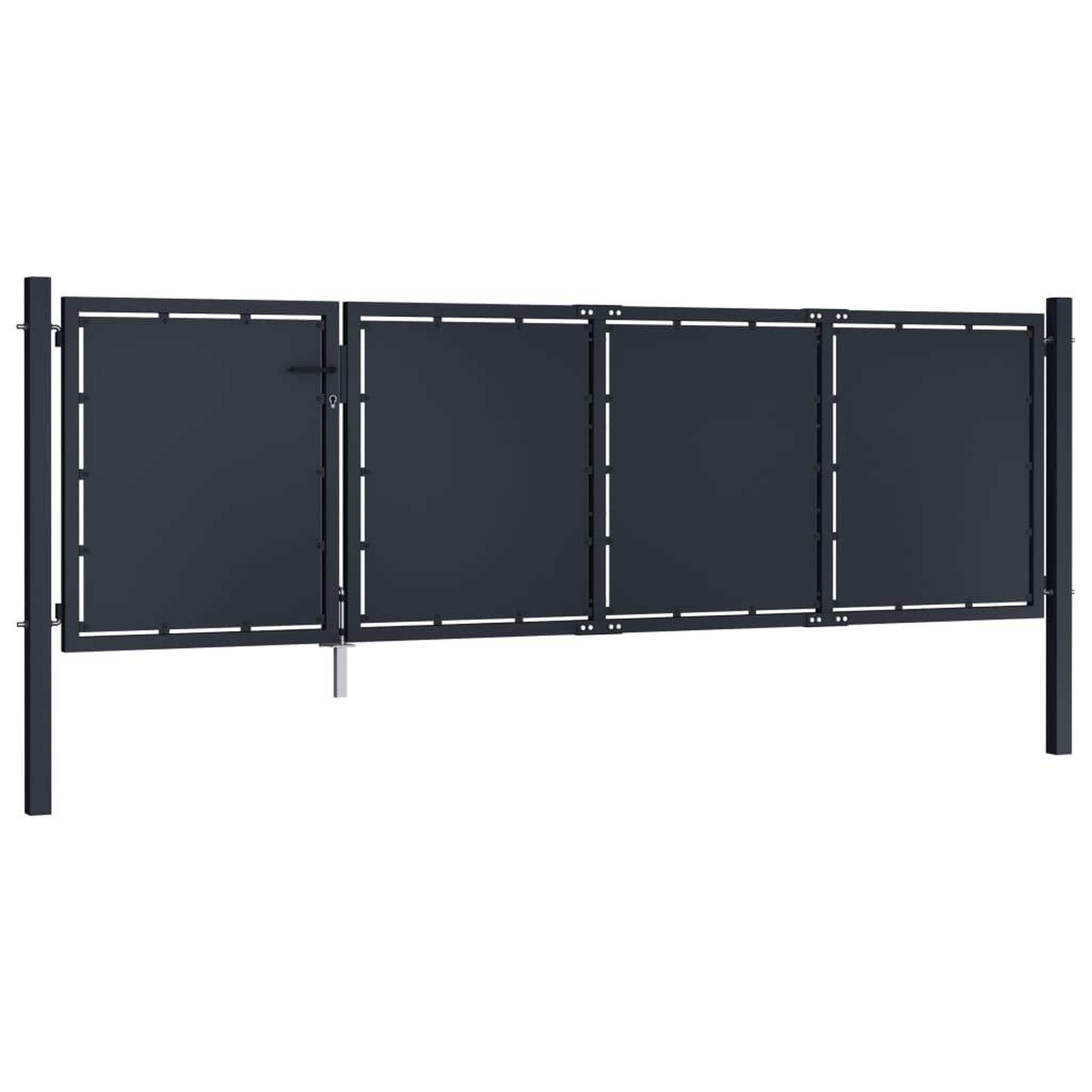 Voir la diapositive 2 : VIDAXL Portail de jardin Acier 350 x 75 cm Anthracite