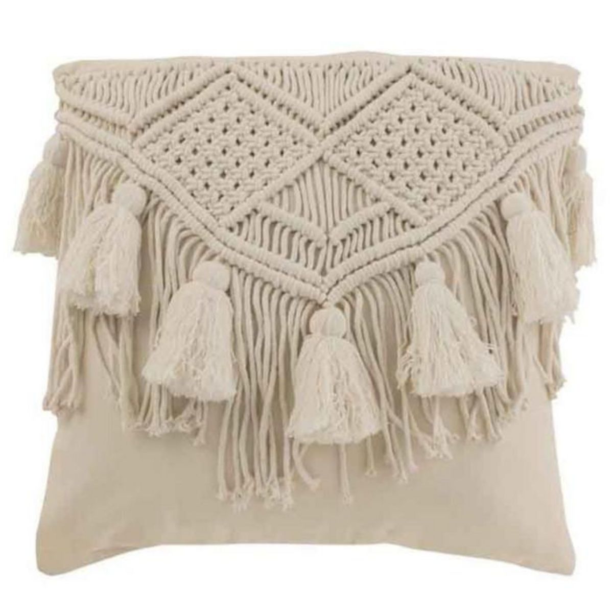 Paris Prix Coussin Déco avec Franges  Cosy  45x45cm Ivoire