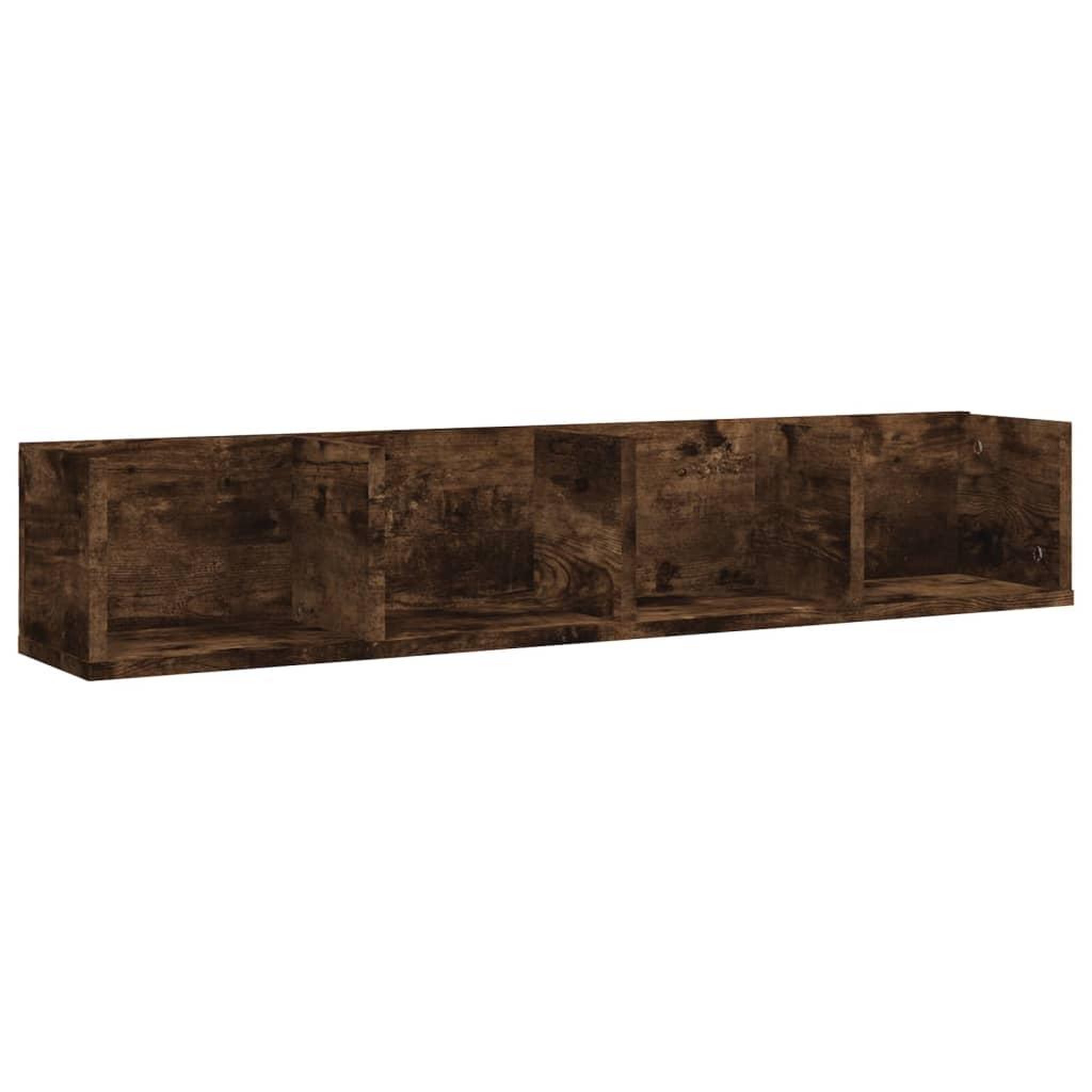 Voir la diapositive 2 : VIDAXL Etagere murale a CD Chene fume 100x18x18 cm Bois d'ingenierie