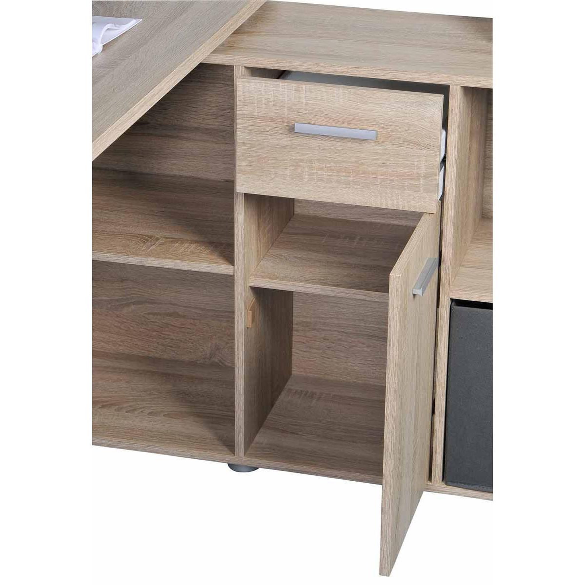 Voir la diapositive 6 : Paris Prix Bureau d'angle réversible  oxela  135cm chêne clair