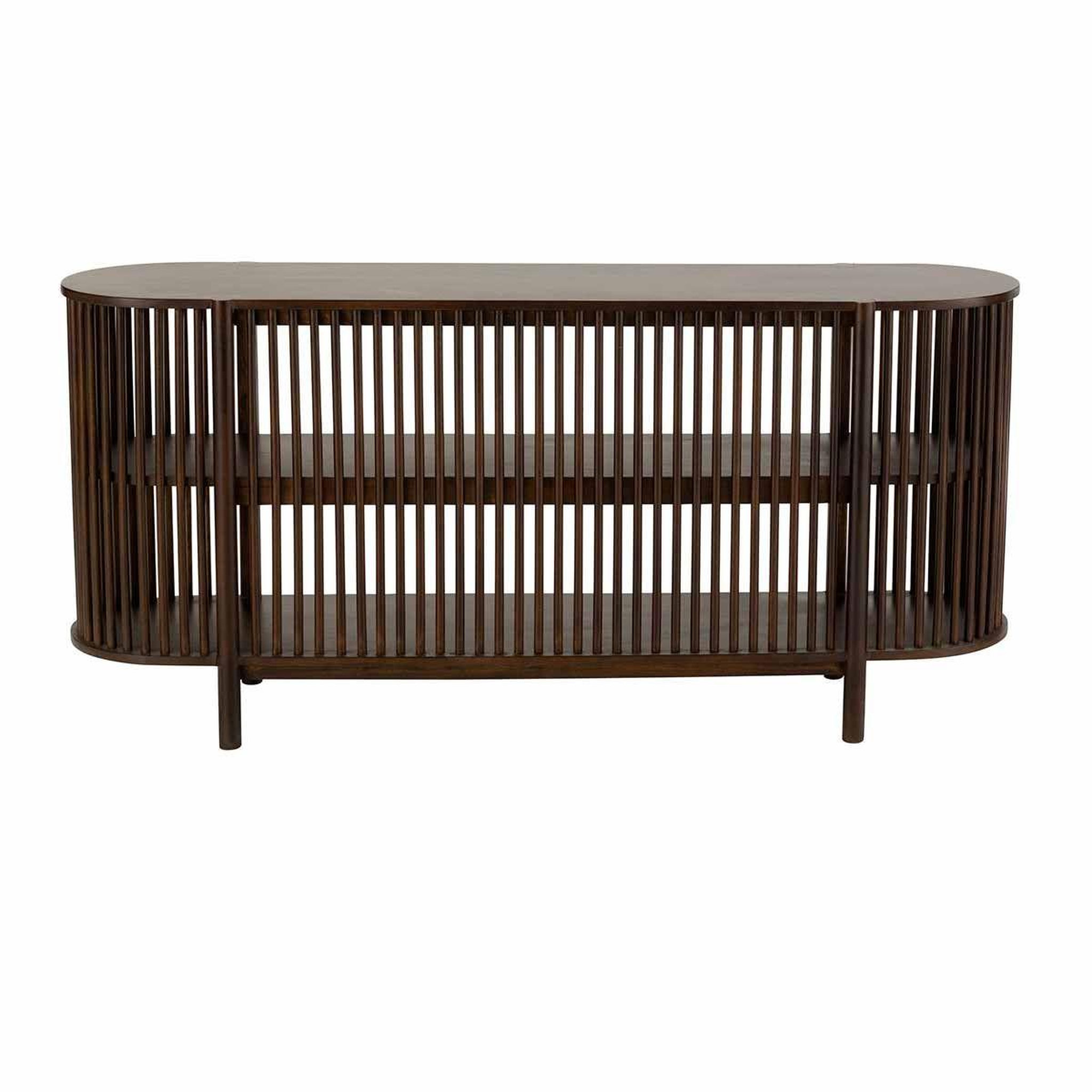 Voir la diapositive 4 : J-LINE Console 2 niveaux en bois  gavya  160cm brun foncé