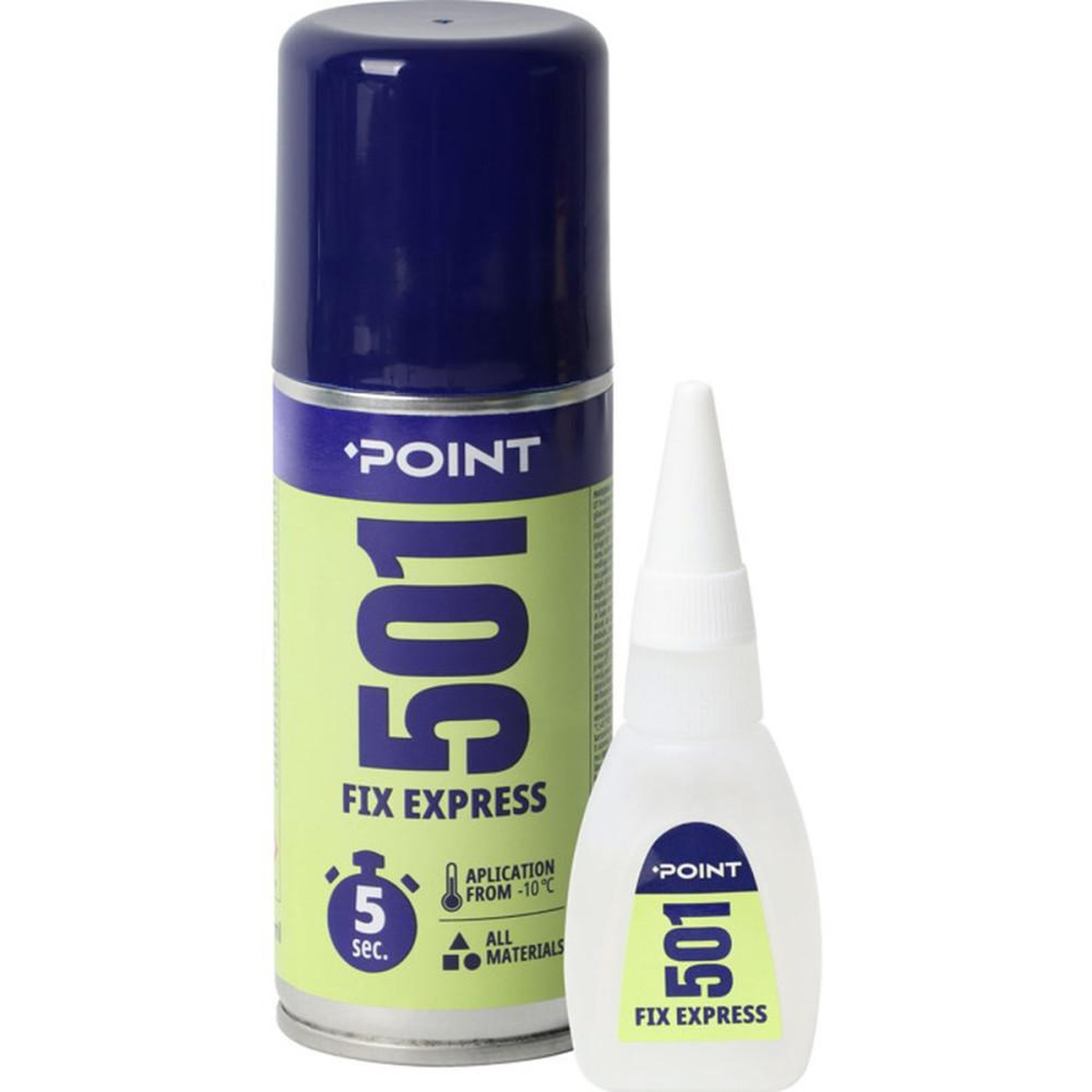 POINT Colle cyanoacrylate ultra-rapide avec activateur pour collage instantané POINT 501 Fix Express transparent 100 ml + 25 g