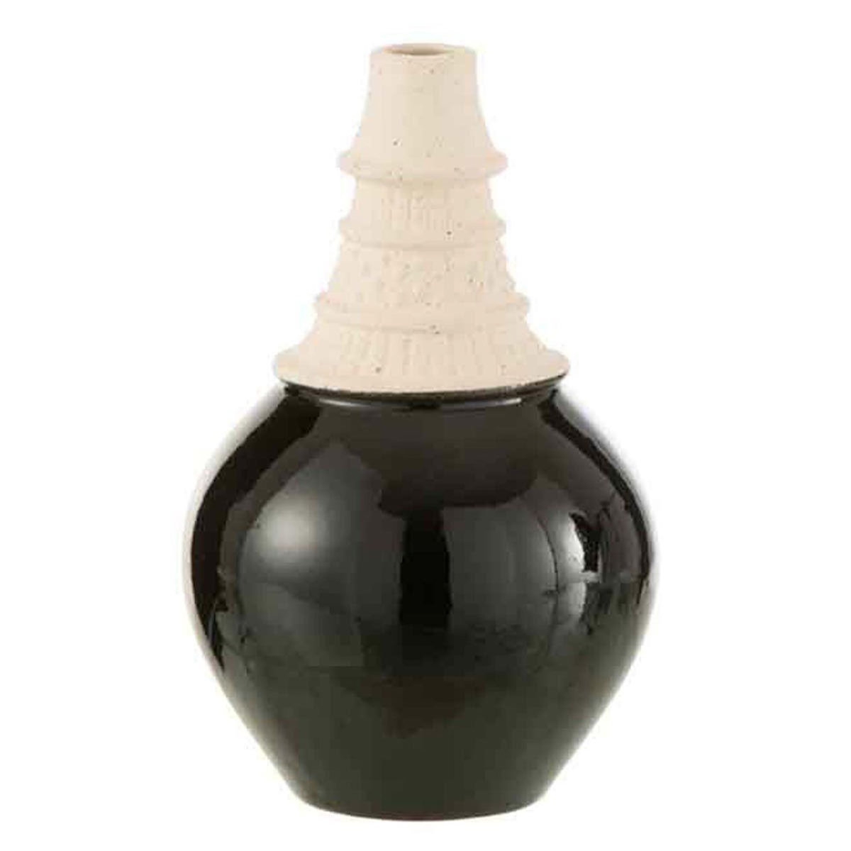 Paris Prix Vase Design  Col Haut  26cm Noir & Beige