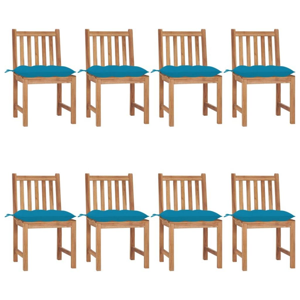 VIDAXL Chaises de jardin lot de 8 avec coussins Bois de teck massif