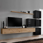 Paris Prix Ensemble Meuble TV  Switch Lamel IX  310cm Naturel & Noir