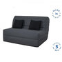 Voir la diapositive 3 : DUNLOPILLO Banquette BZ Dunlopillo - Tissu Gris - 140 x 190 cm - Matelas 12cm - 2 coussins noir