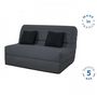 Voir la diapositive 3 : DUNLOPILLO Banquette BZ Dunlopillo - Tissu Gris - 140 x 190 cm - Matelas 12cm - 2 coussins noir