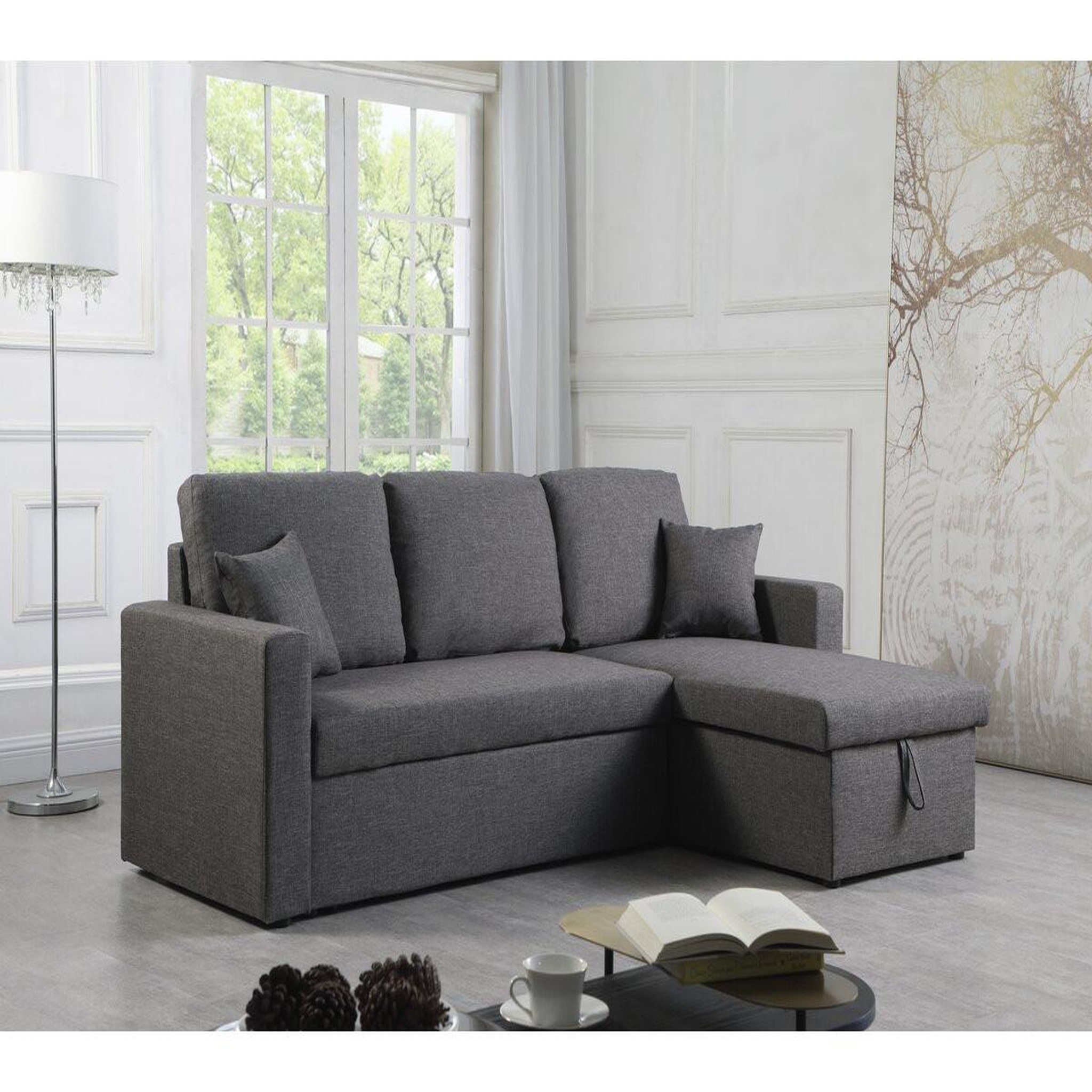 Voir la diapositive 2 : Habitat et Jardin Canapé d'angle convertible/ réversible avec coffre  Alain  - 3 places - Gris