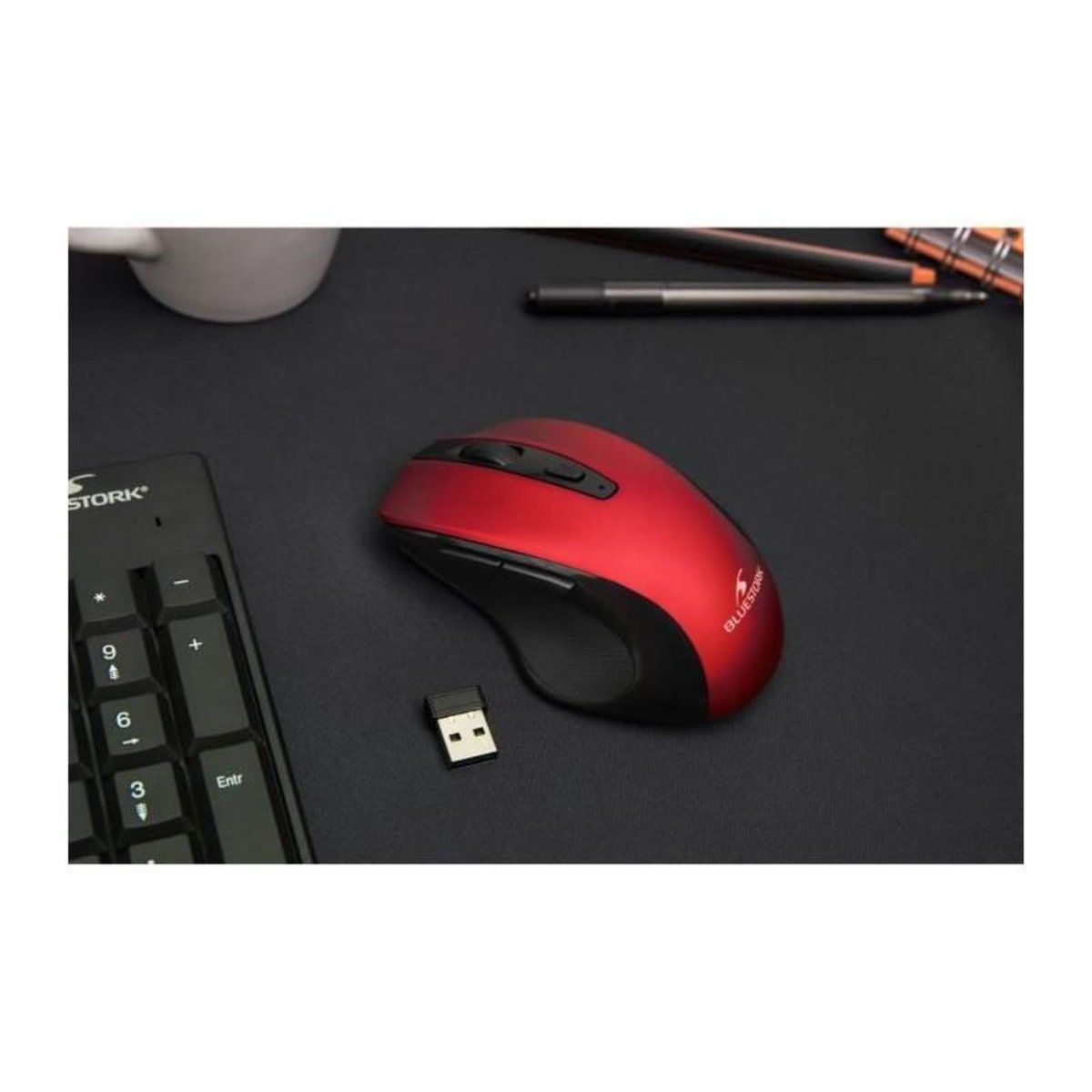 BLUESTORK Souris Sans Fil - BLUESTORK - OFFICE 75 - Rechargeable - PC/MAC - Rouge