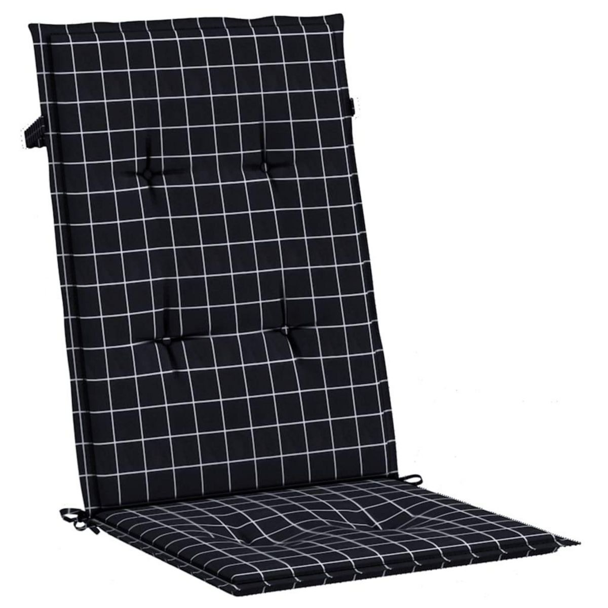 VIDAXL Coussins de chaise a dossier haut lot de 2 noir a carreaux