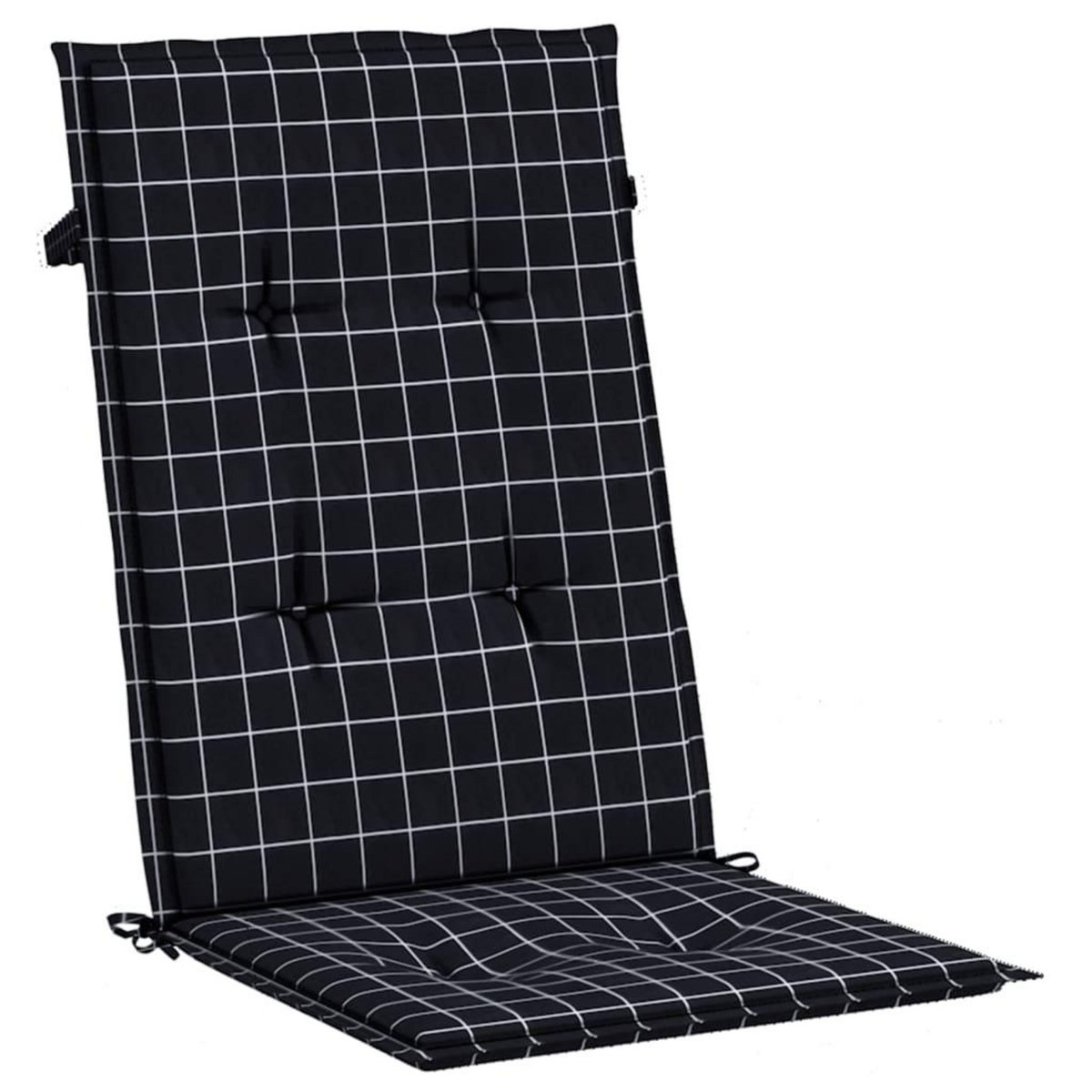VIDAXL Coussins de chaise a dossier haut lot de 2 noir a carreaux