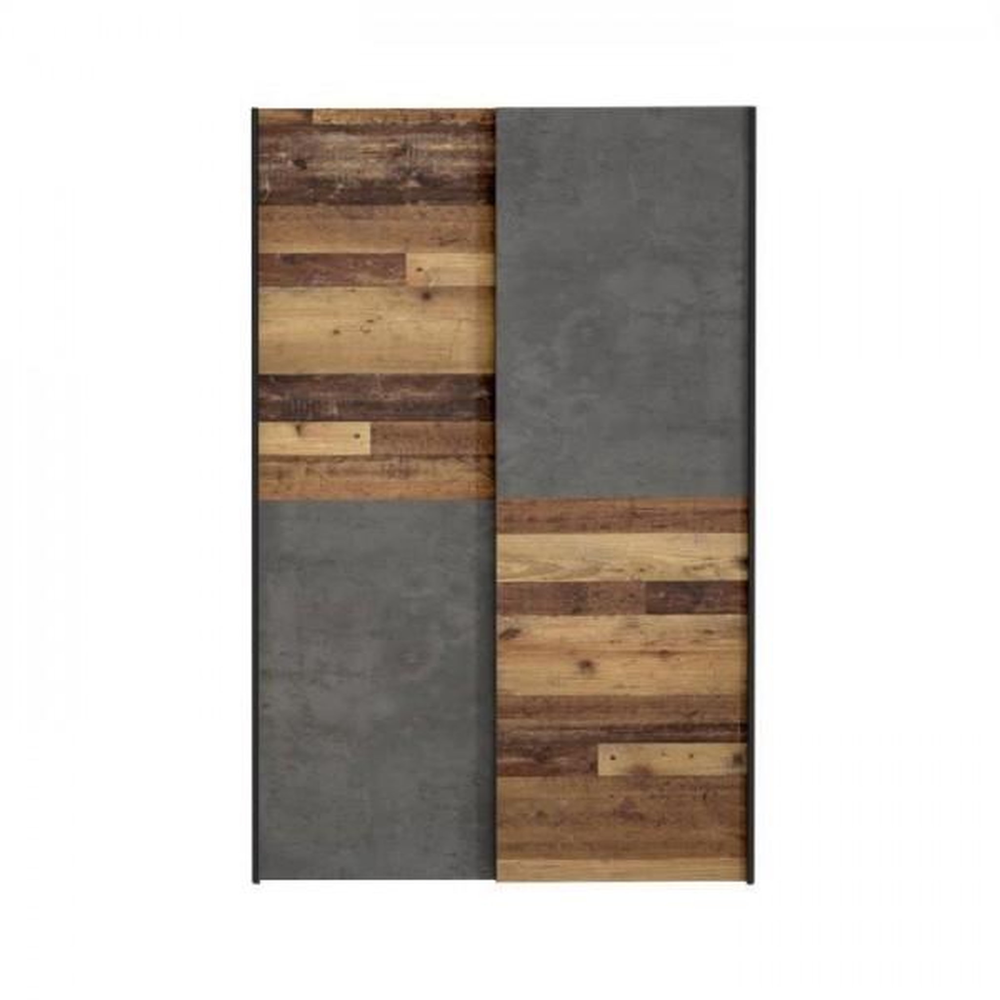 Voir la diapositive 2 : MARKET24 Armoire 2 portes coulissantes multifonction - Panneaux de particules - Bois et béton gris - L 120 x P 41,6 x H 190,5 cm - OZZUL
