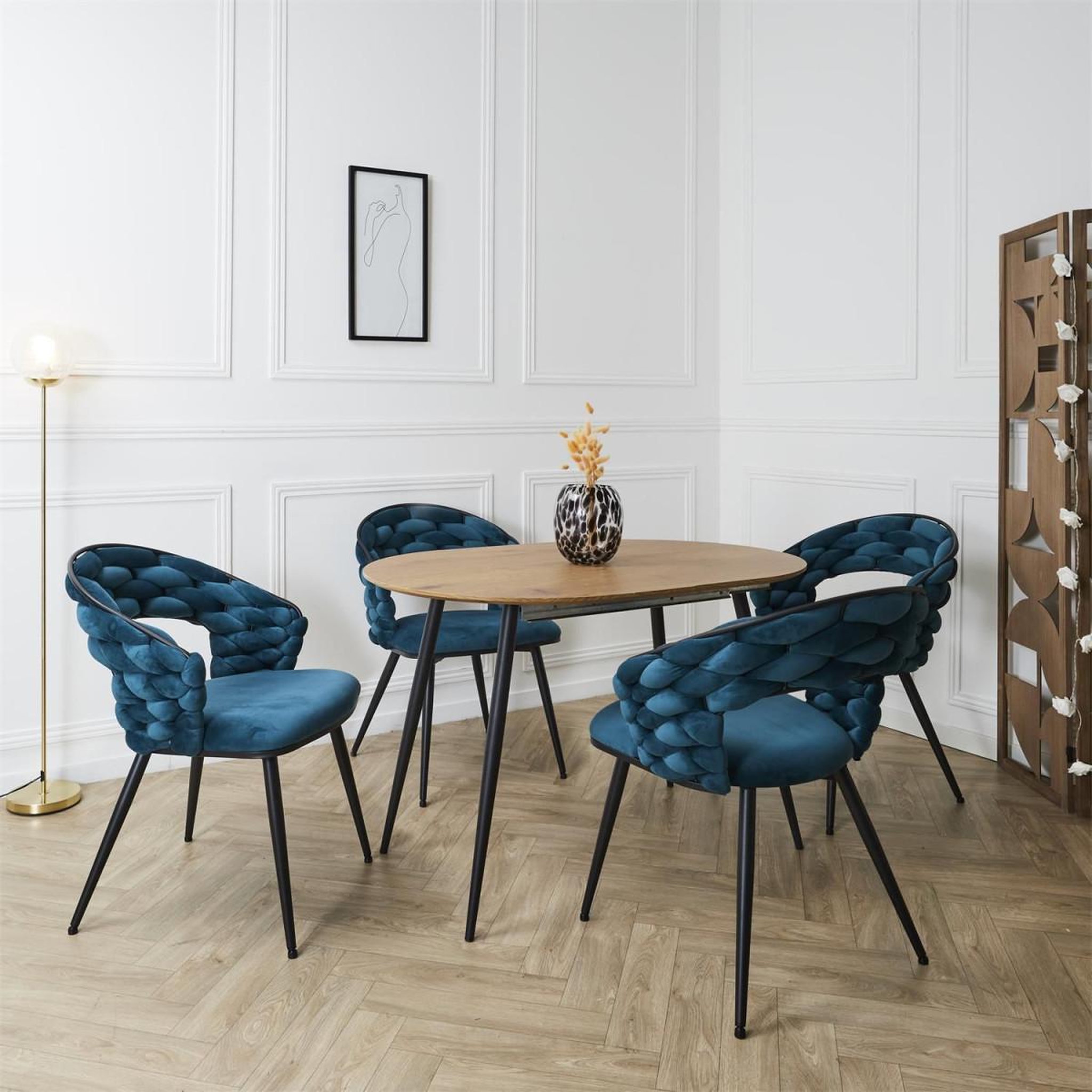 Voir la diapositive 4 : The Home Deco Factory Lot de 2 chaises design  salyer  82cm bleu canard