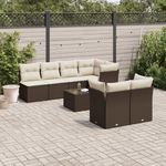 VIDAXL Salon de jardin 8 pcs avec coussins marron resine tressee