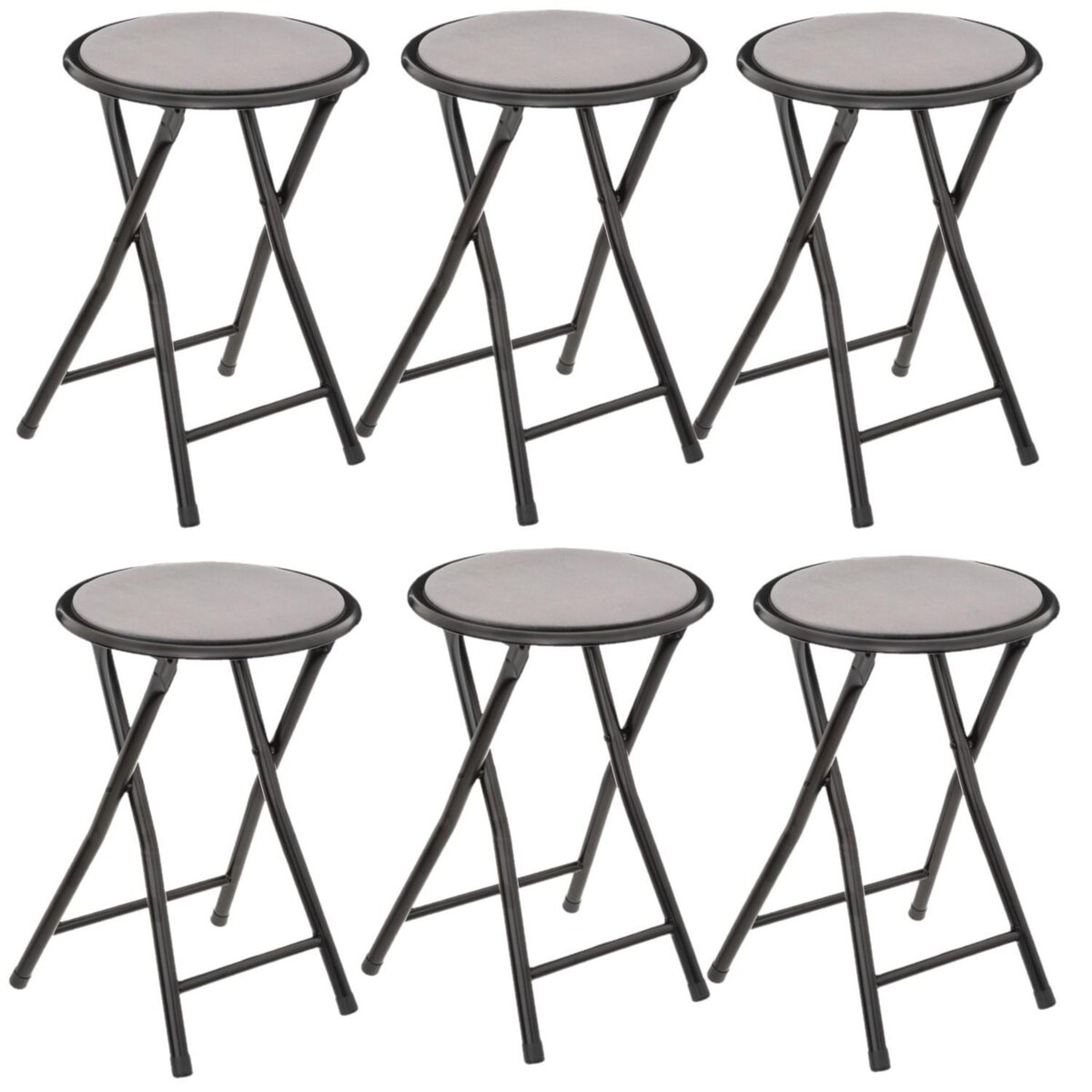 TOILINUX Lot de 6 Tabourets pliants avec effet velours