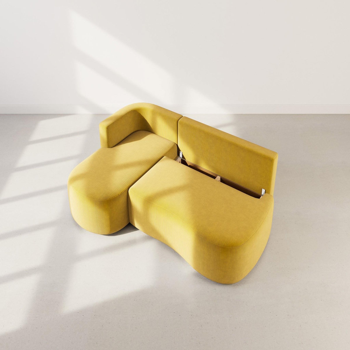 LISA DESIGN Mahina - canapé d'angle gauche 4 places convertible avec coffre en velours côtelé