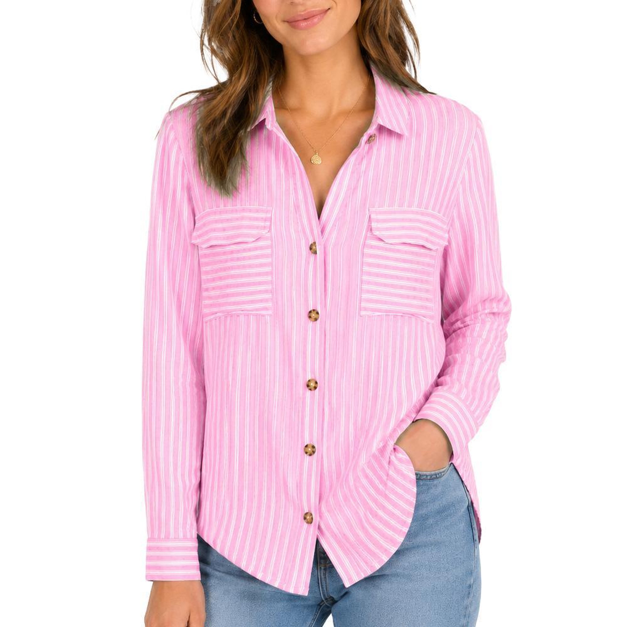 Vero Moda Chemise Rose/Blanc Femme Vero Moda Bumpy. Coloris disponibles : Rose