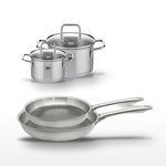 ELO Lot de 2 Poêles 24/28cm & 2 Faitouts 12/16cm Elo Relief Passion