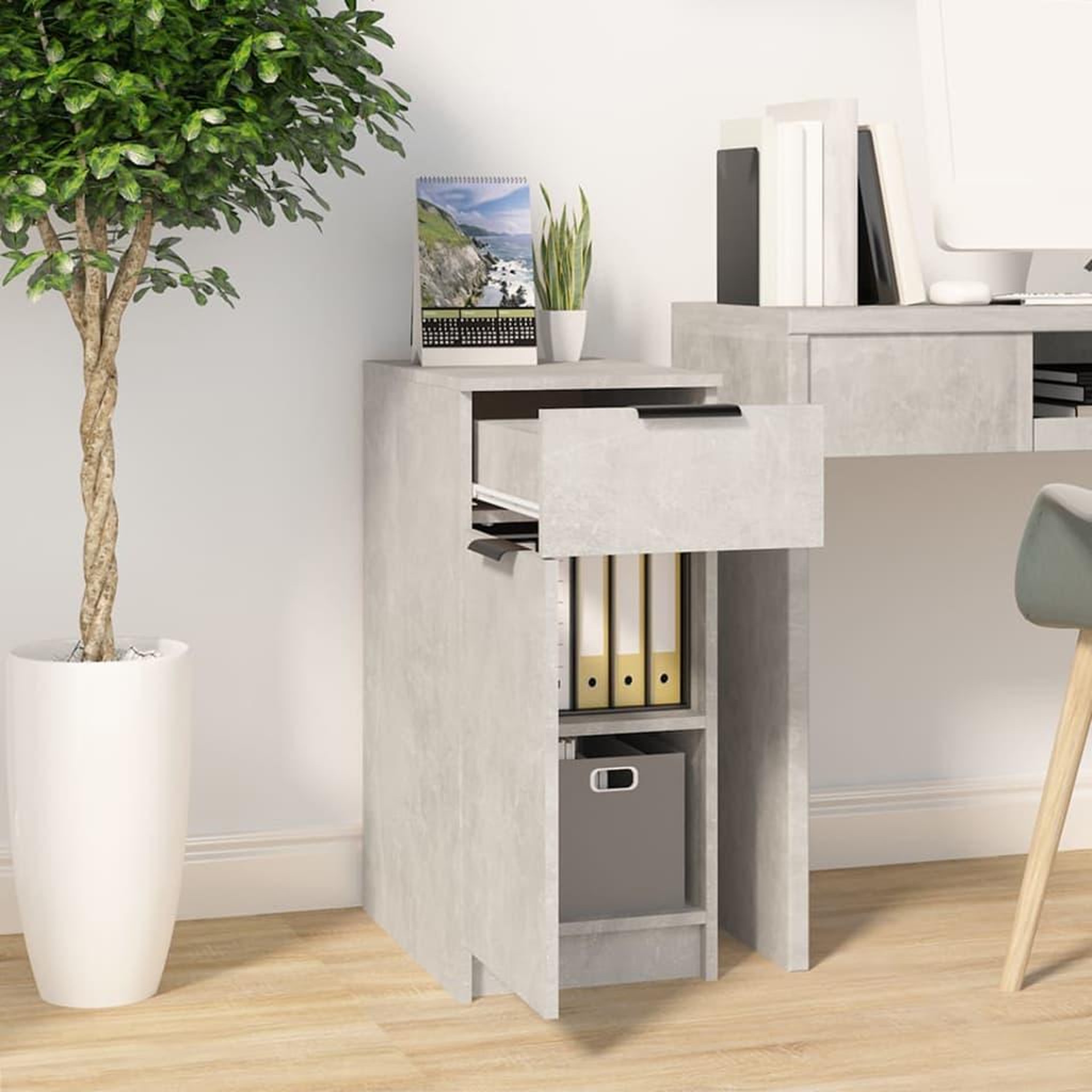 Voir la diapositive 3 : VIDAXL Armoire de bureau Gris beton 33,5x50x75 cm Bois d'ingenierie